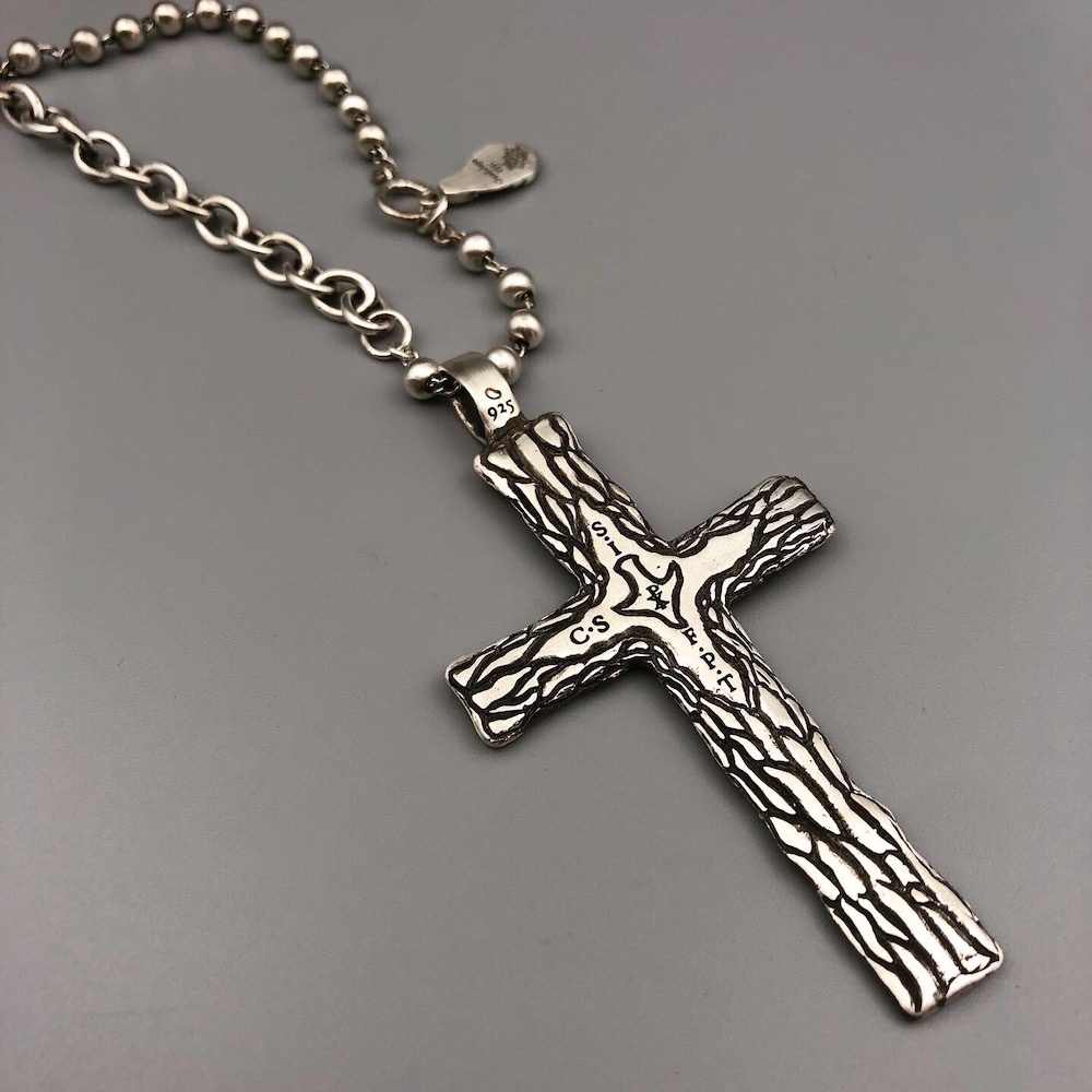 Bark Rosary Silver Necklace