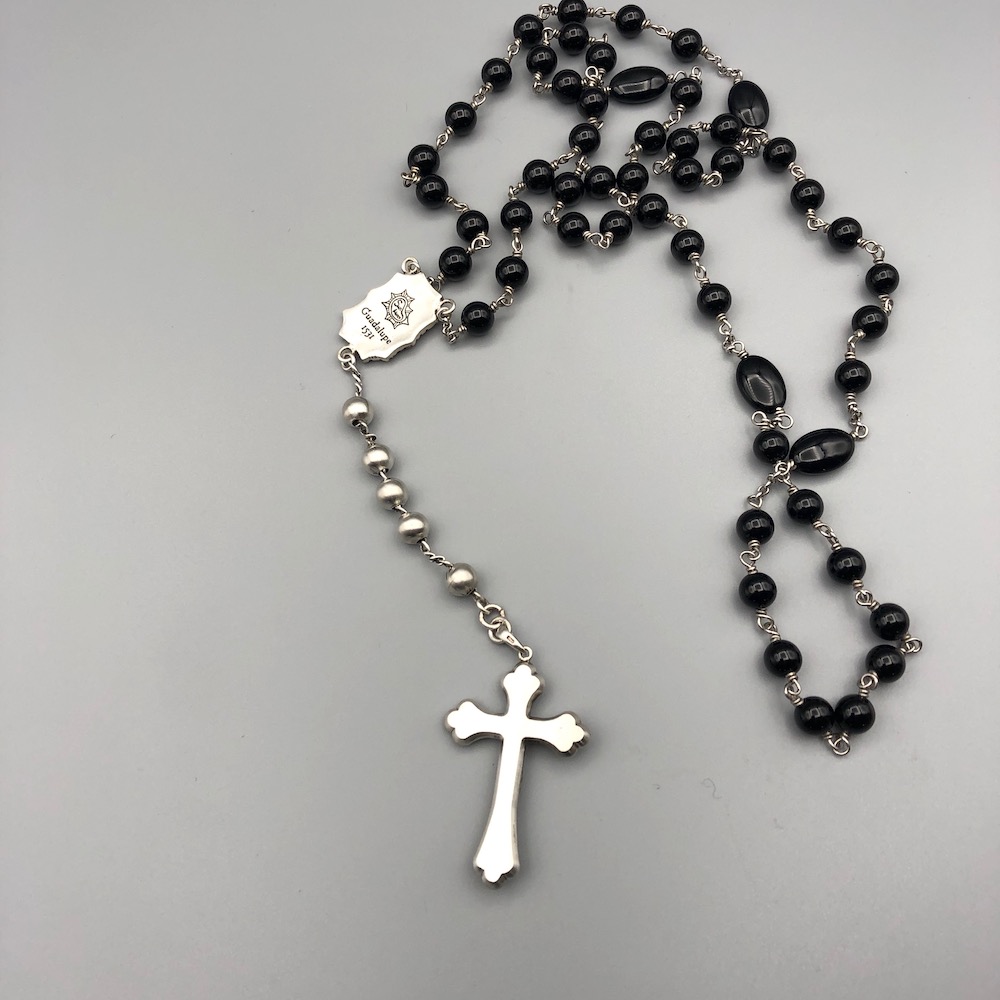 Rose Cross 5 Decade Rosary Onyx