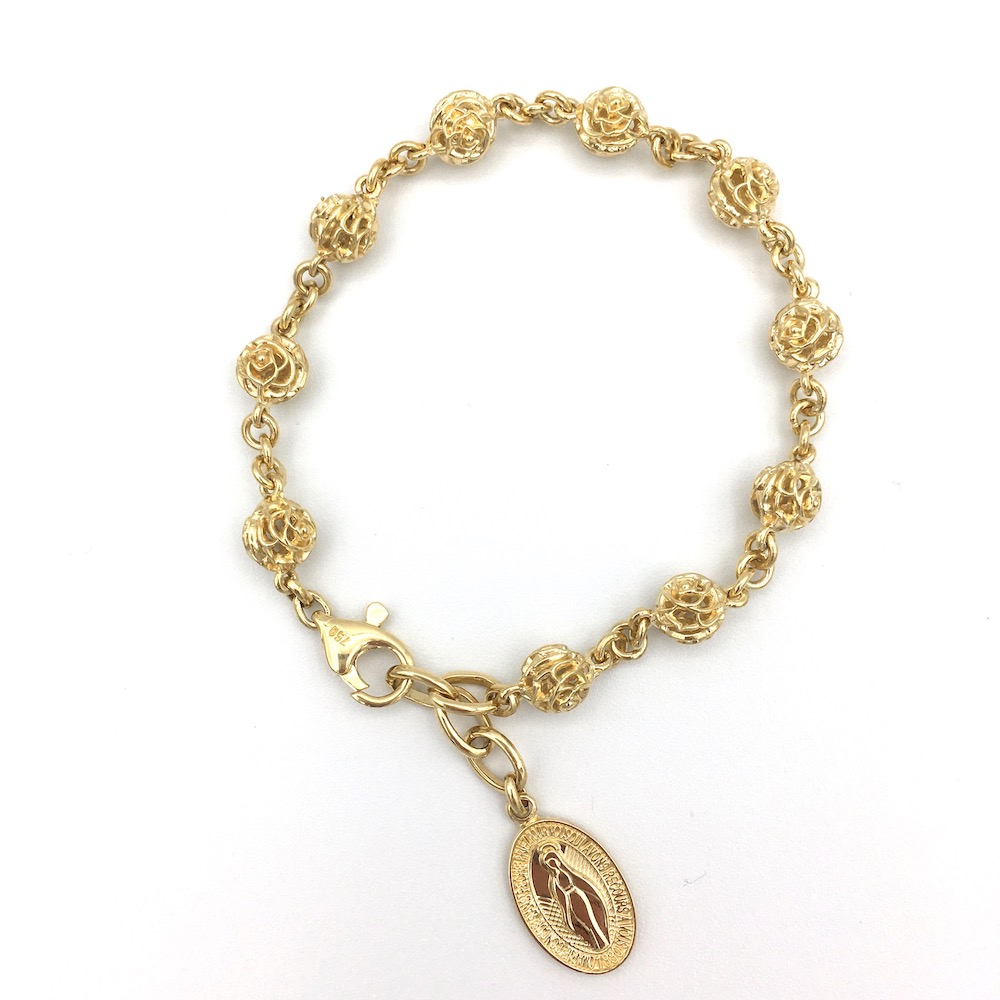 Rose Rosary Gold Bracelet